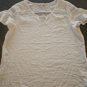 White Lace Trim Women Top